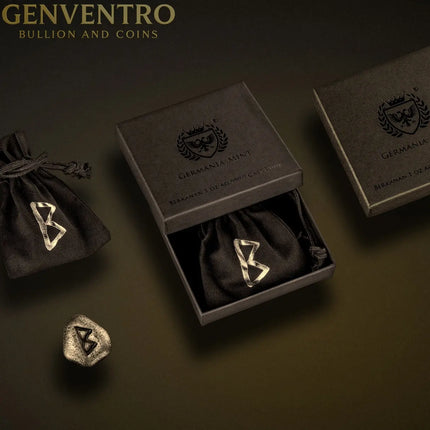 2026 Germania Mint Berkanan 1 oz Ag 999.9 Cast Rune Silver Bar - Presale Genventro Bullion and Coins