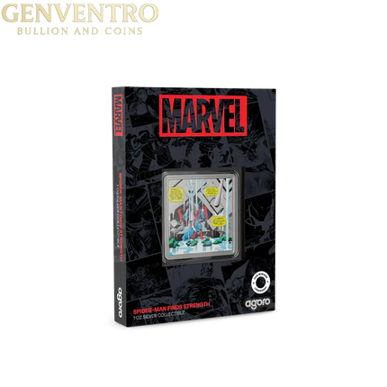 Marvel – Spider-Man Finds Strength 1 oz Silver Collectible Coin - Agoro - New in Box Genventro Bullion and Coins