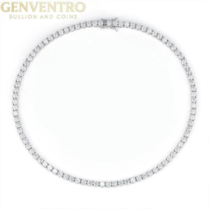 VVS1 Moissanite S925 & 14K Tennis Chain/Necklace and Bracelet, 6–26 Inch, 2–6.5mm Round Cut D-Grade Certified Moissanite, Sterling Silver White Gold Plated, Hypoallergenic Hip Hop Jewelry FITINY Jewelry