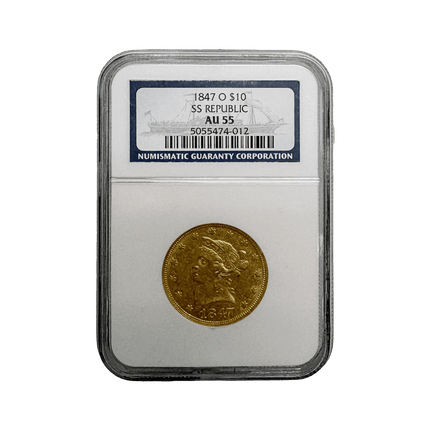 pnag1ozubsws 1847 o 10 gold liberty au 55 ngc ss republic
