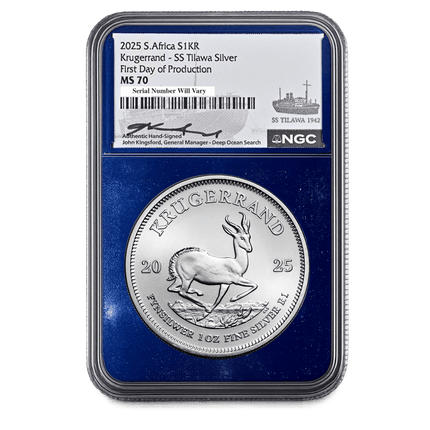 pnag1ozubsws 2025 krugerrand ss tilawa silver gem uncirculated blue john kingsford obv