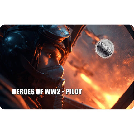 2026 liberia heroes of ww2 pilot 1/500 oz platinum coin in card (05/26) active offers, collectible coins, military, aviation &amp; nautical