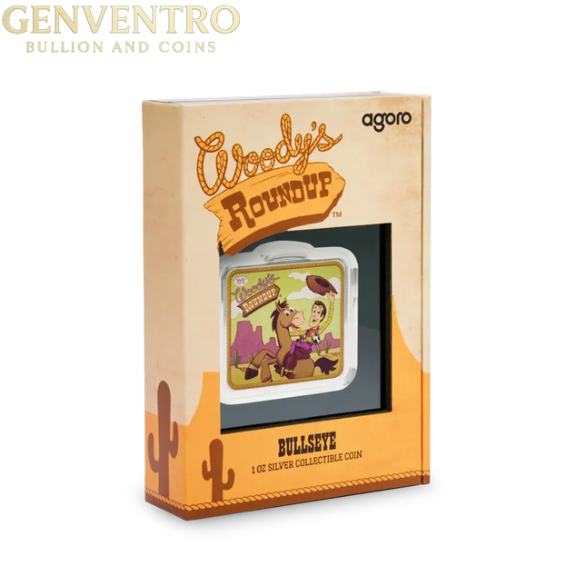 Disney Pixar Woody's Roundup - Bullseye 1 oz .999 Silver - Agoro New in Box Genventro Bullion and Coins