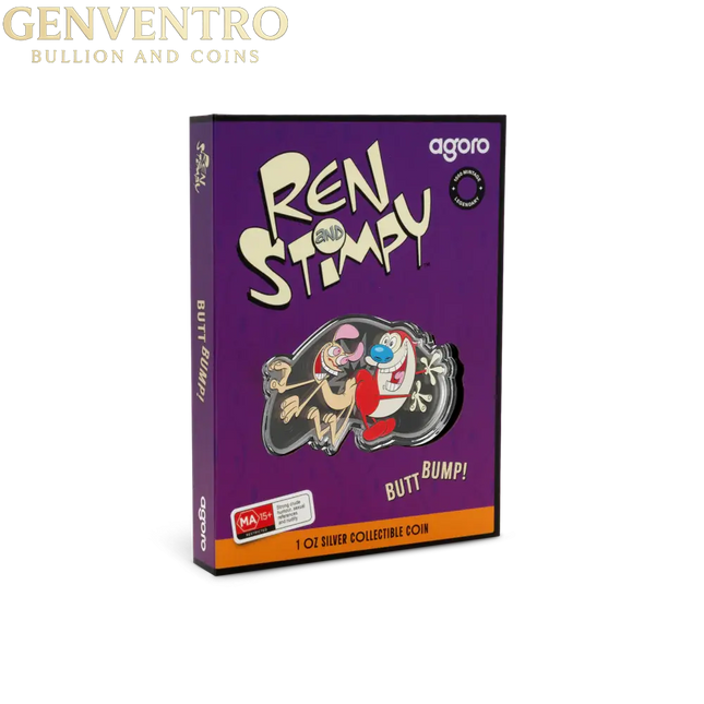Ren & Stimpy - Butt Bump 1oz Silver Collectible Coin Genventro Bullion and Coins
