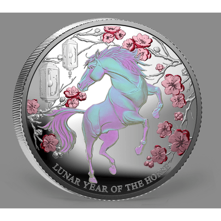 2026 pitcairn islands lunar horse colorized proof 1 oz silver coin in stock items, collectible coins, collectible coins, animal theme, lunar calendar