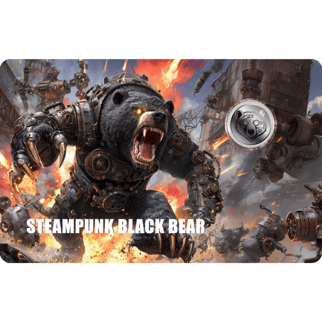 2026 liberia steampunk black bear 1/1000 oz platinum coin in card