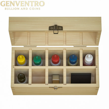 9 Slotted Large Wooden Bamboo Handcrafted Storage Box for Gold Silver Platinum Acid Jewelry Test Kit and Supplies GOLD TESTING EQUIPMENT