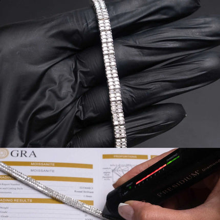 Baguette Moissanite Square Tennis Bracelet Solid 925 Sterling Silver MORF