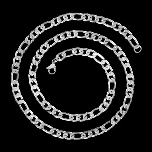 Men's Figaro Stainless Steel Chain Necklace (7mm) - 24"