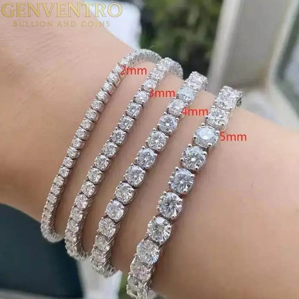 VVS1 Moissanite S925 & 14K Tennis Chain/Necklace and Bracelet, 6–26 Inch, 2–6.5mm Round Cut D-Grade Certified Moissanite, Sterling Silver White Gold Plated, Hypoallergenic Hip Hop Jewelry FITINY Jewelry