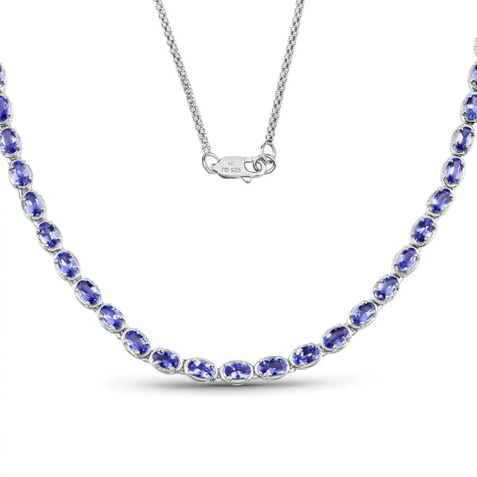 10.00 Carat Genuine Tanzanite .925 Sterling Silver Necklace