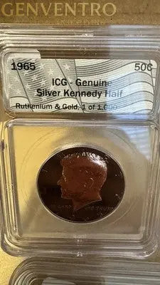 1965 ICG-Genuine Silve Kennedy Half Ruthenium & Gold 1 of 1,000 Minted Genventro