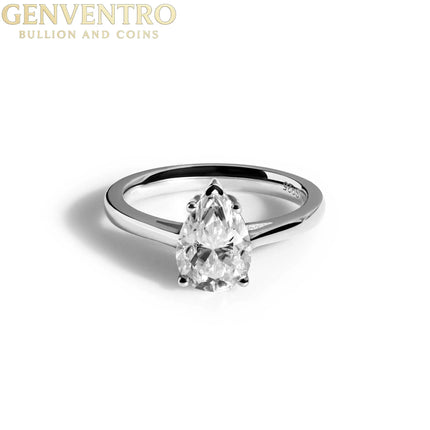 Pear Cut Tear Moissanite 2 TCW Women Engagement Ring - 925 Sterling Silver MORF