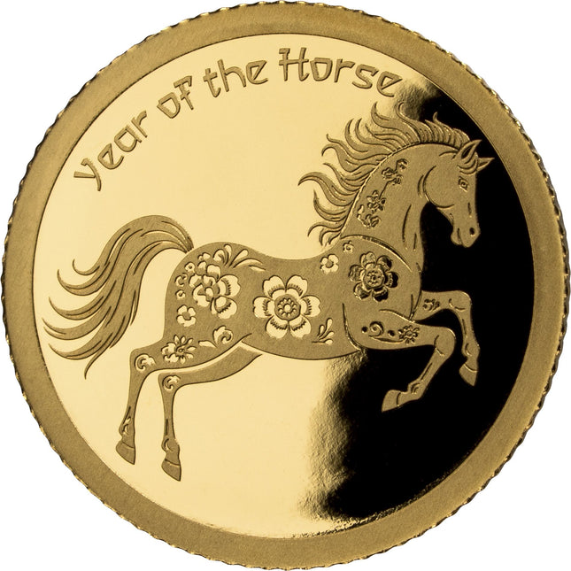 2026 Gabon Year of the Horse 1/200 oz Fine Gold Proof Coin in Assay Gift Card