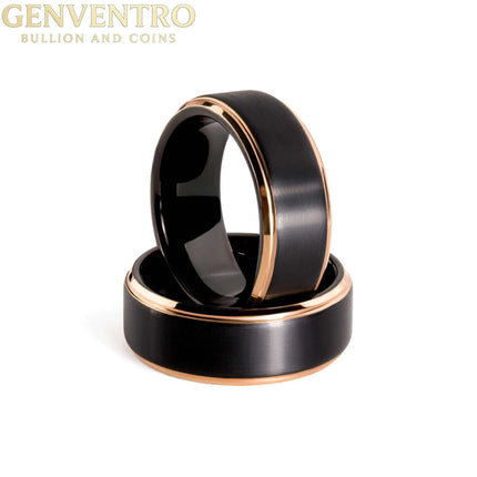 Edge Rose Gold Solid Tungsten Carbide Ring MORF
