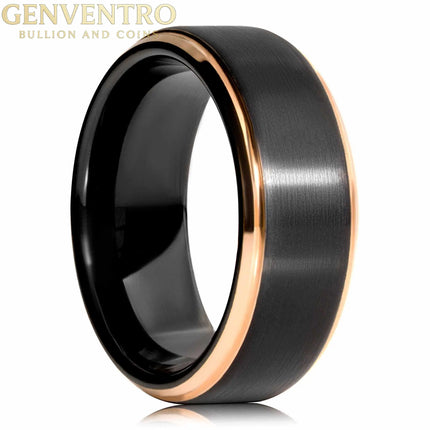 Edge Rose Gold Solid Tungsten Carbide Ring MORF