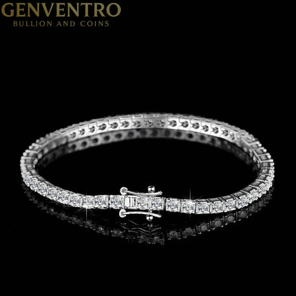 VVS1 Moissanite S925 & 14K Tennis Chain/Necklace and Bracelet, 6–26 Inch, 2–6.5mm Round Cut D-Grade Certified Moissanite, Sterling Silver White Gold Plated, Hypoallergenic Hip Hop Jewelry FITINY Jewelry