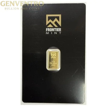 0.5 GRAM FRONTIER MINT .9999 FINE GOLD BAR - IN ASSAY CARD Genventro