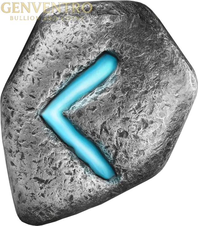 Germania Mint Kenaz 1oz Ag999.9 Cast Rune Silver Brand New Sealed Mint Box w/ COA Genventro