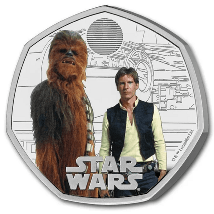 2024 great britain star wars han solo &amp; chewbacca colorized 8g silver coin in stock items, collectible coins, collectible coins, star wars