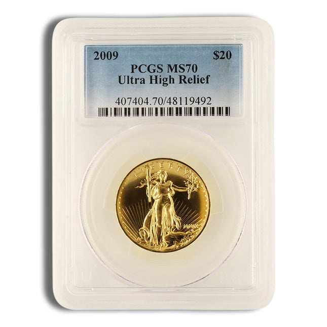 2009 ultra high relief double eagle gold coin pcgs ms70