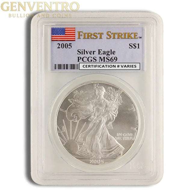 2005 Silver Eagle PCGS MS69 Genventro Bullion and Coins