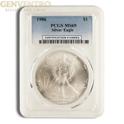 1986 Silver Eagle PCGS MS69 Genventro Bullion and Coins