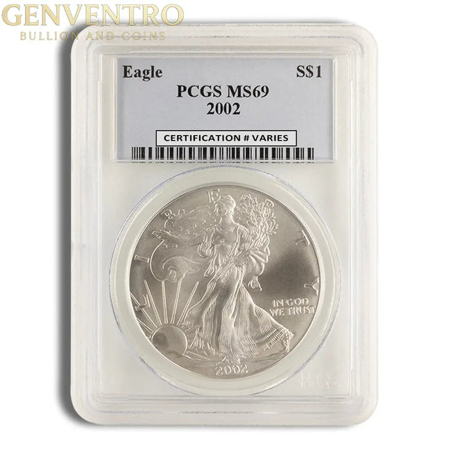2002 Silver Eagle PCGS MS69 Genventro Bullion and Coins