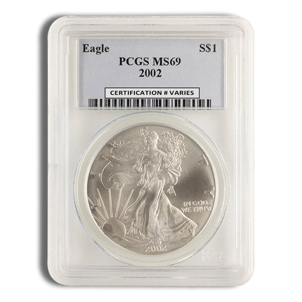 2002 silver eagle pcgs ms69