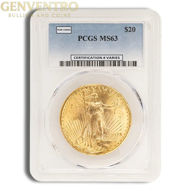 $20 Gold Saint-Gaudens Double Eagle - PCGS MS63 Genventro Bullion and Coins