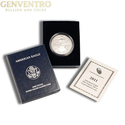 2011-W Burnished Silver Eagle with Box & COA Genventro Bullion and Coins