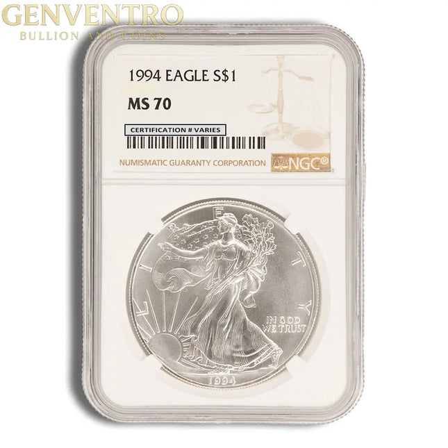 1994 Silver Eagle NGC MS70 Genventro Bullion and Coins