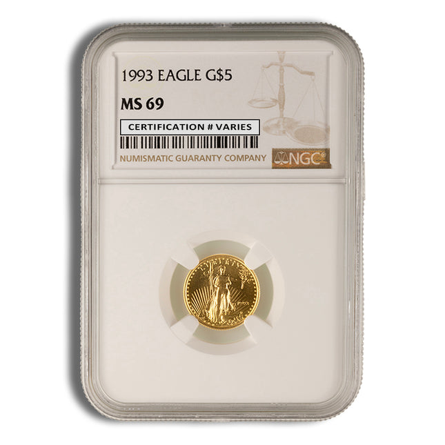 1993 1/10 oz gold eagle $5 ngc ms69