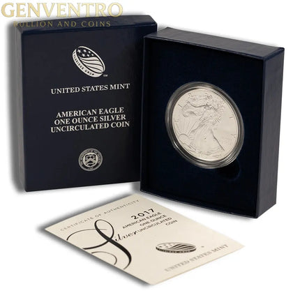 2017-W Burnished Silver Eagle with Box & COA Genventro Bullion and Coins