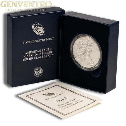 2013-W Burnished Silver Eagle with Box & COA Genventro Bullion and Coins