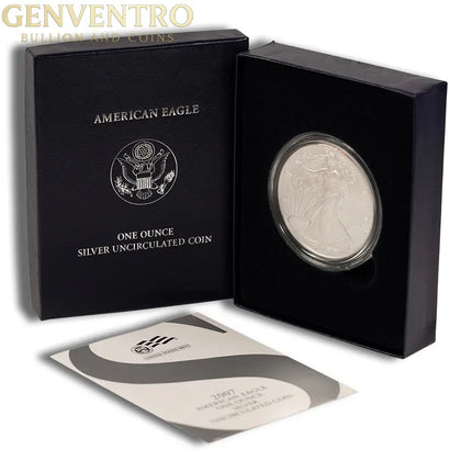2007-W Burnished Silver Eagle with Box & COA Genventro Bullion and Coins
