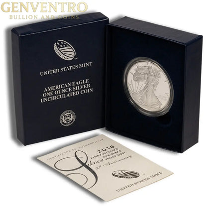 2016-W Proof Silver Eagle with Box & COA - 30th Anniversary Genventro Bullion and Coins