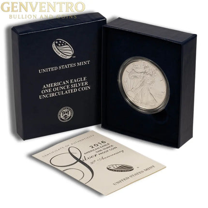 2016-W Burnished Silver Eagle with Box & COA Genventro Bullion and Coins