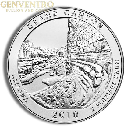 2010 5 oz ATB Grand Canyon Silver Coin - BU Genventro Bullion and Coins