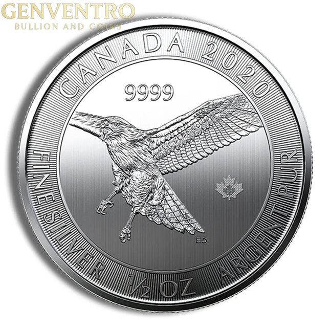 1/2 oz Canadian Red Tail Hawk Silver Coin (Year Varies) Genventro Bullion and Coins