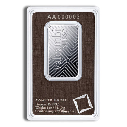 1 oz platinum bar valcambi (carded)