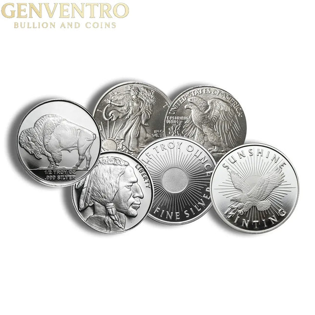 1/2 oz Silver Round - Brand Varies Genventro Bullion and Coins