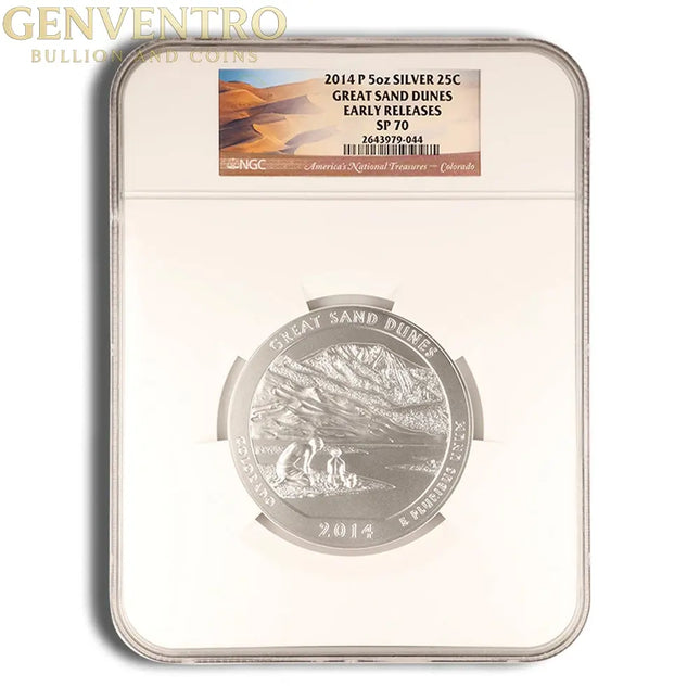 2014-P 5 oz ATB Great Sand Dunes Silver Coin NGC SP70 Genventro Bullion and Coins