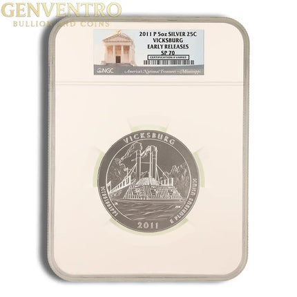 2011-P 5 oz ATB Vicksburg Silver Coin NGC SP70 Genventro Bullion and Coins