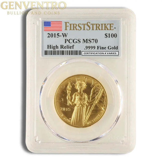2015-W Liberty High Relief Gold Coin PCGS MS70 FS Genventro Bullion and Coins