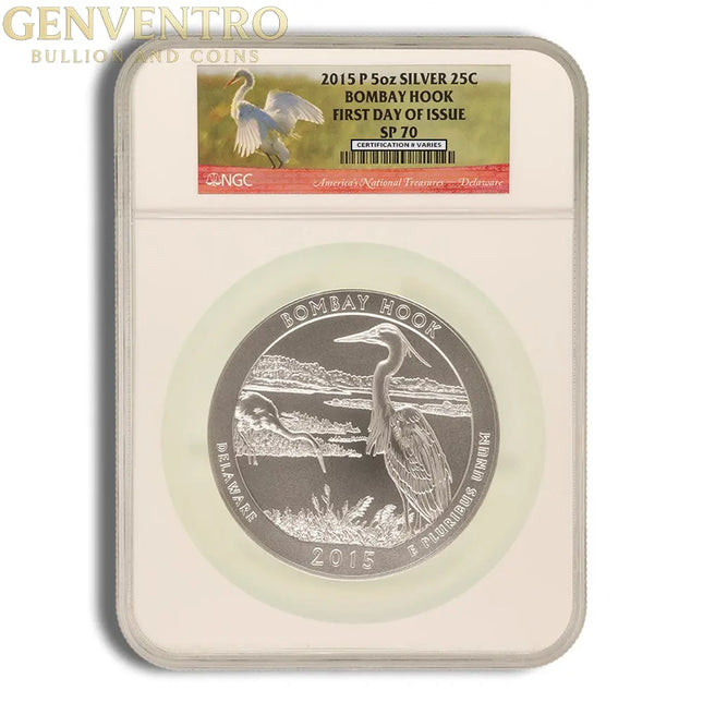 2015-P 5 oz ATB Bombay Hook Silver Coin NGC SP70 Genventro Bullion and Coins