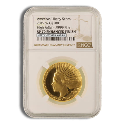 2019 w american liberty high relief gold coin ngc sp70