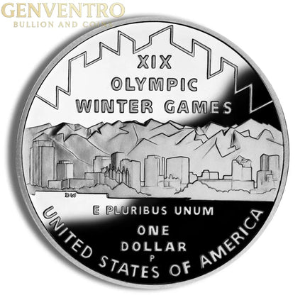 2002-P $1 SLC Winter Olympics Silver Commem - Proof Genventro Bullion and Coins