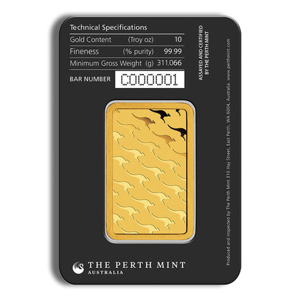 10 oz gold bar perth mint (carded)