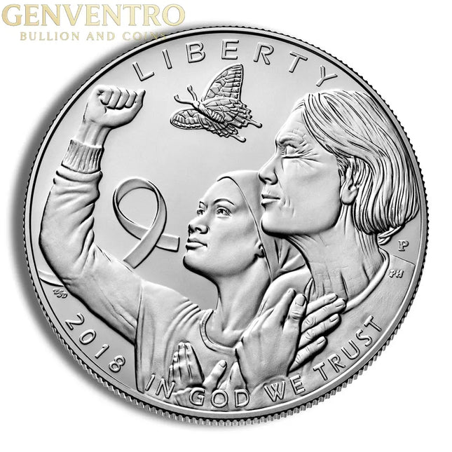 2018-P $1 Breast Cancer Awareness Silver Commem - BU Genventro Bullion and Coins